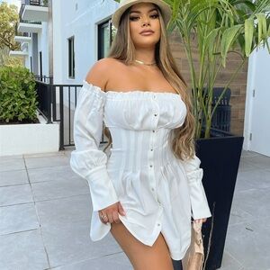 Fashion Nova Gaze At Me Off Shoulder Dress